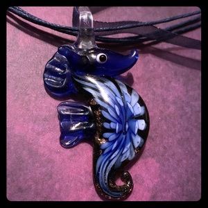 Seahorse Glass Pendant Necklace